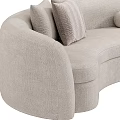 Beige Curved Sofa Interior Design With Decorative Pillows And Round Accent Cushions