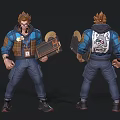 Detailed Game Movie Character With Brown Hair Blue Plaid Shirt Brown Vest Jeans Holding Grid Device
