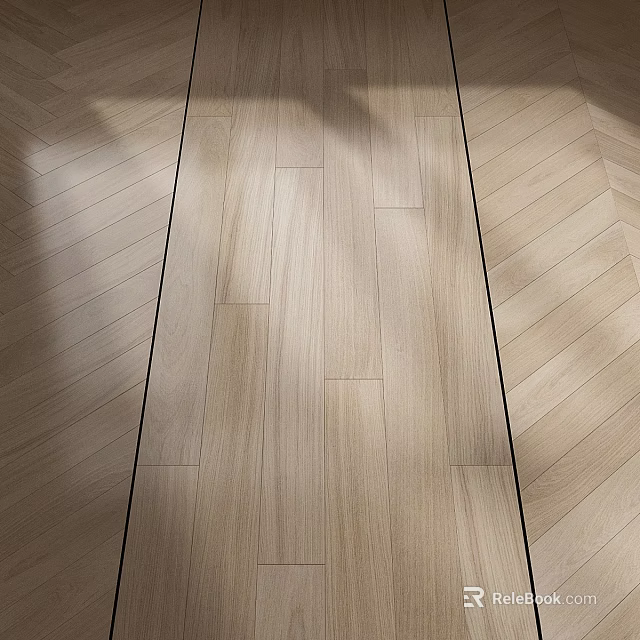 Light Colored Wooden Flooring With Straight Planks And Herringbone Patterns Design 3d model