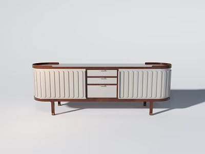 Modern TV Stand With Ribbed White Front Wooden Frame And Drawers For Living Room 3d model