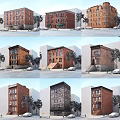 Classic Red Brick Urban Building Complex With Multi Storey Design And Street View Trees