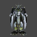 Game Movie Character With Black And Yellow Armored Mechanical Design In Starry Space