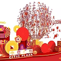 Festive Red Decorated Photo Check in Spot at QITIS PLAZA with Lanterns and Red Envelopes
