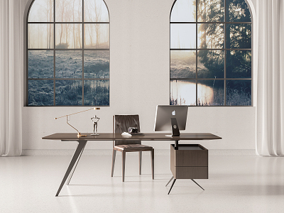 Modern Desk and Chair Minimalist Desk and Chair Combination model