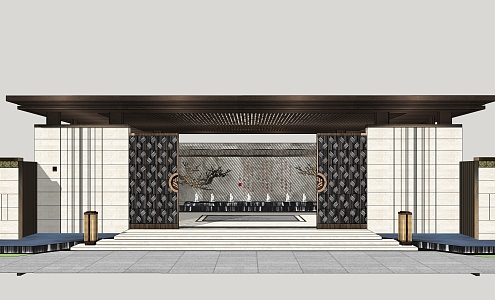 Light Luxury Gate Community Gate 3d model