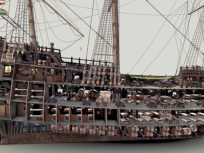 Galleon Cargo Ship Sailing Ship Warship Wooden Ship Warship Ancient Ship 3d model