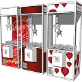 Claw Machine Amusement Equipment With Colorful Designs Red Theme And Balloon Patterns