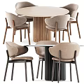 Modern Minimalist Dining Table Set With Round Top And Upholstered Chairs 3d model