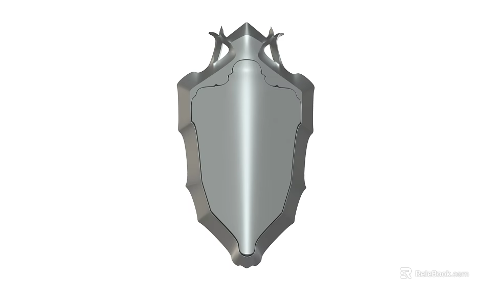 Medieval Weapon Shield With Decorative Metal Top And Silver Surface 3d model 