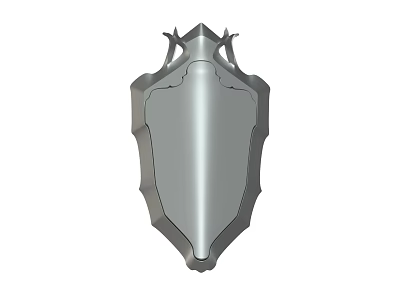Medieval Weapon Shield With Decorative Metal Top And Silver Surface 3d model