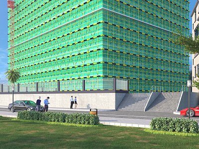 Construction Site Perspective of Guardrail Step Ramp 3d model