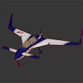 Blue And White Model Airplane With Red Stripes Transparent Cockpit And Wing Design