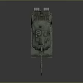 Military Tank With Green Camouflage Tracked Chassis Long Barrel Gun And Radar Antennas