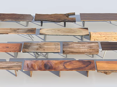 Wooden Outdoor Chairs With Various Natural Designs For Patio Garden Decor 3d model