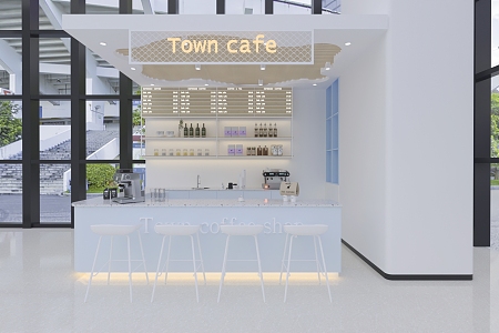 Modern coffee shop 3d model