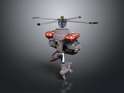 Aircraft Model Featuring Multi Rotor Design Red Warning Lights And Mechanical Components 3d model