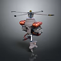 Aircraft Model Featuring Multi Rotor Design Red Warning Lights And Mechanical Components 3d model