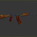 Classic Assault Rifle Weapon Featuring Wooden Stock Grip And Metal Components