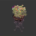 Orange Flower Plant With Green Leaves On Black Metal Decorative Stand