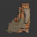 Detailed Ancient Ruin Model With Broken Red Brown Walls And Stone Pillars
