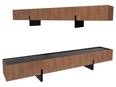 Arch wood TV cabinet 18 3d model