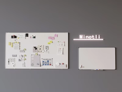 Minotli Whiteboards Featuring Sticky Notes Charts And Blank Surface For Office 3d model