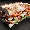 Delicious Grilled Sandwich with Toasted Bread Fresh Tomato Slices Lettuce Sausage and Cheese