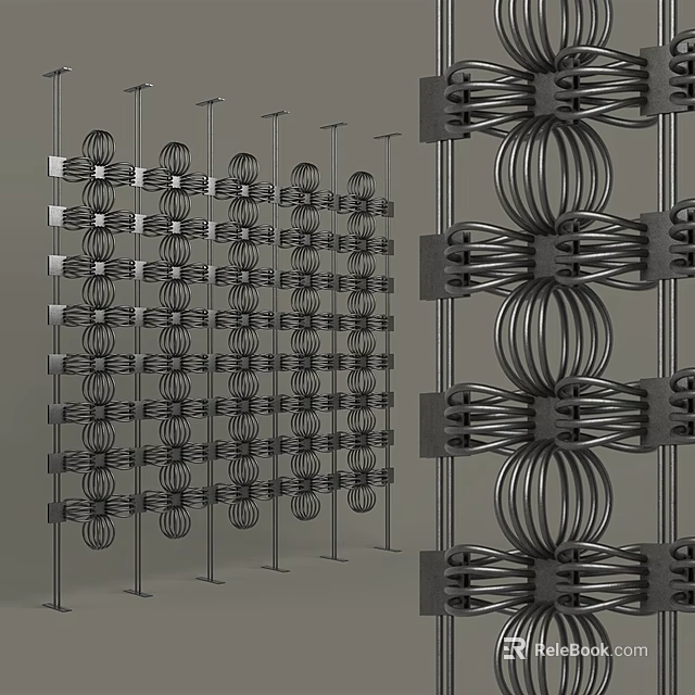 Modern Metal Room Divider With Intricate Geometric Patterns And Structural Design 3d model
