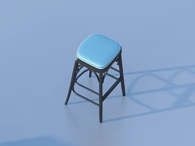 Stylish Blue Cushioned Stool With Sleek Black Metal Frame And Modern Design 3d model