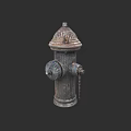 Traditional Roadside Fire Hydrant With Ornate Design Textured Surface And Chain
