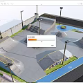 Modern Skate Park Design With Concrete Ramps Stairs And Lighting Facilities