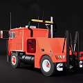 Red Classic Truck With Chrome Grille And White Spoke Wheels