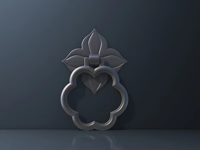 Ornate Decorative Metal Carving Featuring Leaf And Circular Pattern Design 3d model