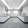 Modern Laboratory Interior With Lab Benches Fume Hoods And Storage Cabinets