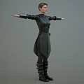 3D Character In Black Leather Outfit With Belt Boots And Outstretched Arms Pose