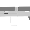 Office Desk With Two Adjacent Workstations Privacy Screens And 1400mm Length 3d model