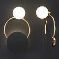 Contemporary Wall Lamps With Gold Black Circular Rings Linear Stems And Glass Shades For Interior Decor