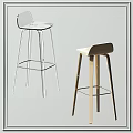 Modern Transparent And Wooden Bar Stools With Metal Frame And Seat Cushion