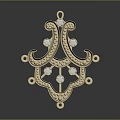 Golden Daily Life Ornament with Intricate Curved Design Embellished with Small Gems