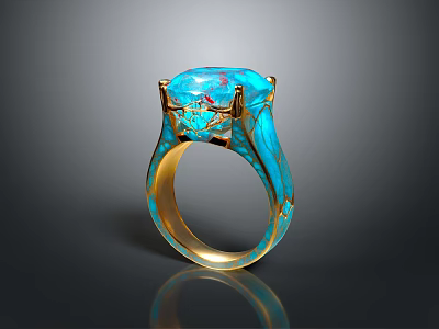 Elegant Gold Ring With Turquoise Gemstone As Stylish Jewelry Accessory 3d model