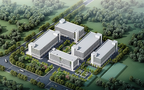 Factory Park Office Building 3d model