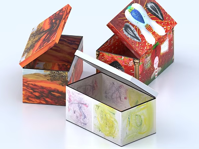 Box Carton Box Painted Box Painted Box Shoe Box 3d model