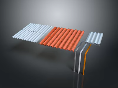 Colorful Decorative Household Roof Tiles In White Orange And Gray For Home Use 3d model