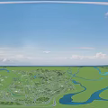 Birds Eye View Urban Planning With Green Spaces River Systems And Road Networks