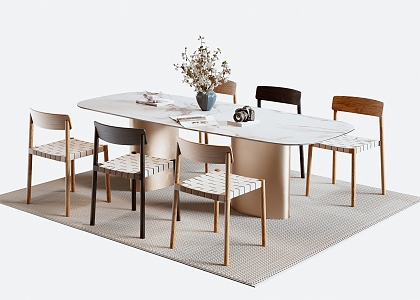 Modern pertica Dining Table and Chair Combination 3d model