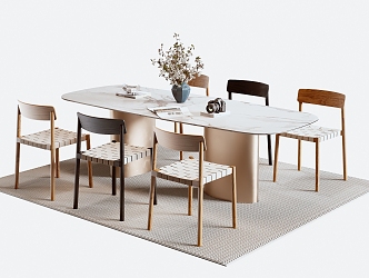 Modern pertica Dining Table and Chair Combination 3d model