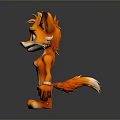 Cartoon Fox Game Movie Character with Orange Fur White Belly Big Eyes Pointed Ears