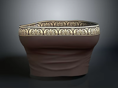 Elegant Brown Scarf With Gold Floral Patterns And Classic Design 3d model