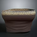 Elegant Brown Scarf With Gold Floral Patterns And Classic Design