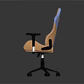 Ergonomic Gaming Chair With Orange Blue Striped Design Black Armrests And Wheeled Base